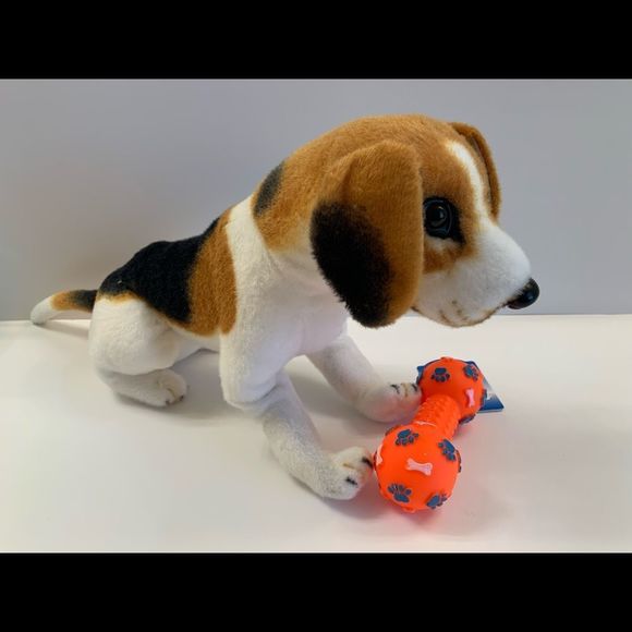 Pet- Squeaky Toy- Dumbbell W/ Paw Prints - Various Colors - Picture 10 of 14